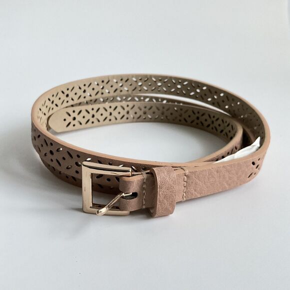 Tan Perforated Belt Size XL Gold-tone Hardware - Picture 9 of 9